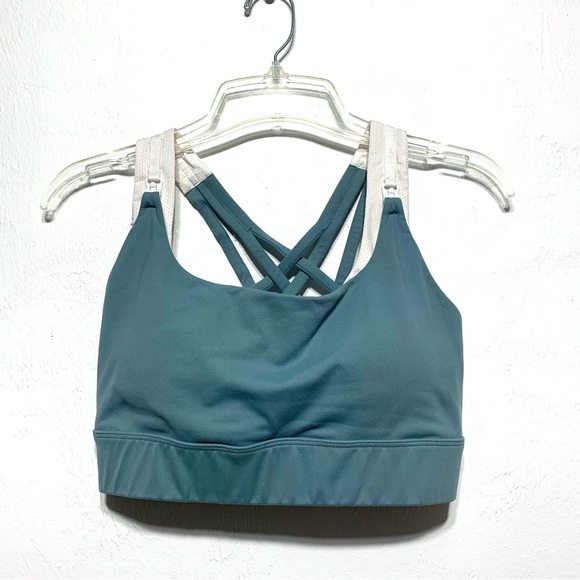 Sexy Mama Maternity Strap Back Ultra-Support Sports Bra Blue & White sz 34-36 - Picture 4 of 10